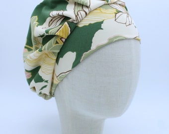 Super Soft Double-Brushed Stretch Knit Cotton with Floral Pattern in a Bouffant-Style Scrub Cap