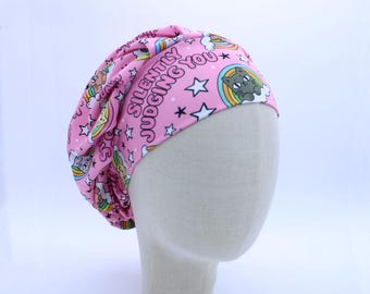 Critical Cats on Double Brushed Poly in a Bouffant Style Scrub Cap