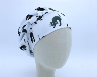 Scaredy Cat on Double Brushed Poly in a Bouffant Style Scrub Cap