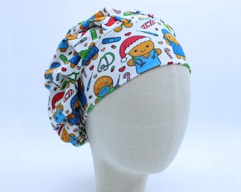 Gingerbread Nurses on Double Brushed Poly in a Bouffant Style Scrub Cap