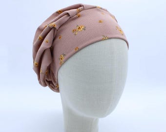 Yellow Roses on Ribbed Double Brushed Poly in a Bouffant Style Scrub Cap