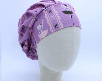 Skeletal Ballerinas on Ribbed Double Brushed Poly in a Bouffant Style Scrub Cap