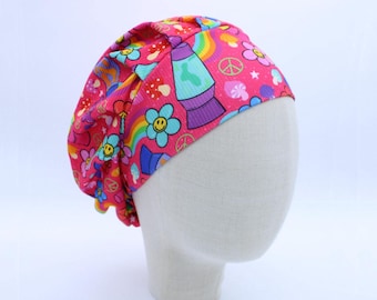 Neon Lava Lamps on Ribbed Double Brushed Poly in a Bouffant Style Scrub Cap