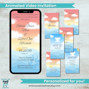 One Piece Anime Inspired Animated Digital Video Announcement Invitation image 1
