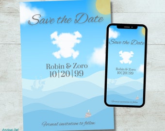 One Piece anime Inspired Save the Date Printable & Digital E-invite