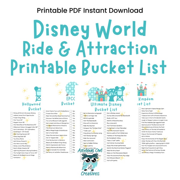 WDW Ride Attraction Theme Park Bucket List Updated