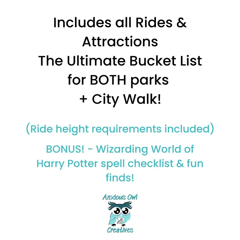 Universal Orlando Mobile Checklist Rides Attractions Updated Etsy