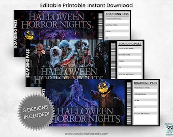 Halloween Horror Nights Surprise Trip Reveal Ticket, Printable Boarding Pass, Instant Download Gift