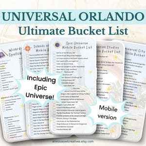 Planificador de Universal Orlando Lista de verificación de Universal Studios Florida Lista de atracciones Guía rápida Itinerario Teléfono móvil