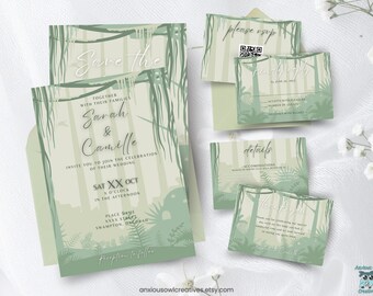 Star Wars Inspired Wedding Invitation, Save the Date, RSVP, Details, Thank You Card Set | Printable Editable Canva Template | Dagobah