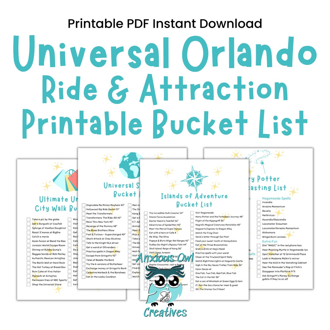 Universal Orlando Parks Vacation Bucket List Updated Etsy