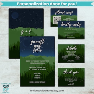 Set di inviti di nozze ispirati a Forest Moon Star Wars stampabili