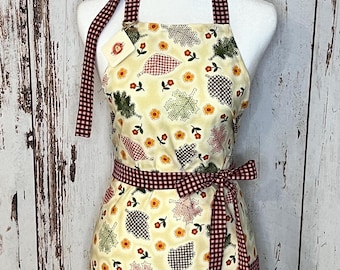 Fall Leaves Kitchen Apron with Pockets: Adjustable Apron