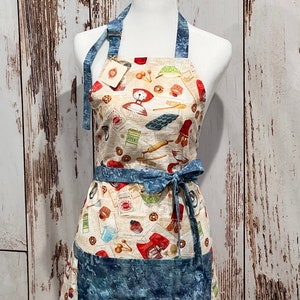 Baking Print Cotton Apron with Pockets: Adjustable Kitchen Apron