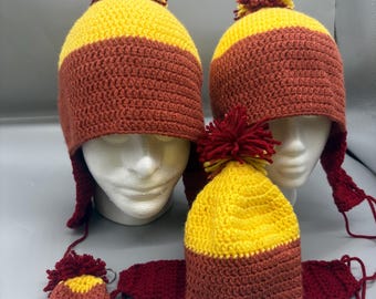 Cunning Crocheted Jayne Cobb Hat, available in Adult Men, Adult Woman, Baby, and a Zipper Pull. Fun for the whole family!