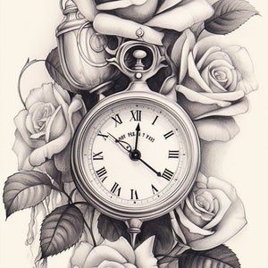 Details 84 clock and rose tattoo stencil  thtantai2
