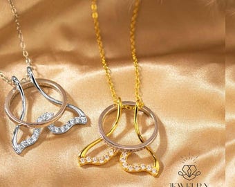 Ocean Wave 925 Sterling Silver Ring Holder Necklace with Zircon – Handmade Wedding Ring Keeper, Gift for Women, Nurses, Mothers, Wife