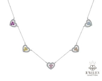 Sweet Shiny Heart Shape Sterling Silver Inlay Zircon Necklace for Women Valentines Day