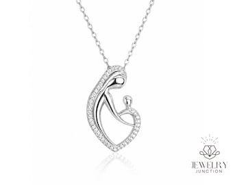 Mom and Child Hug Necklace, Heart of Eternal Love Pendant, Meaningful Gift for Mother, Stepmom Aunt Grandma, Birthday Anniversary Gift