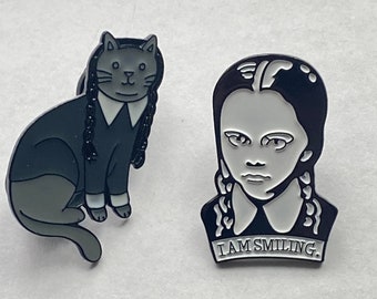 Wednesday Addams Cat Pin Brooches