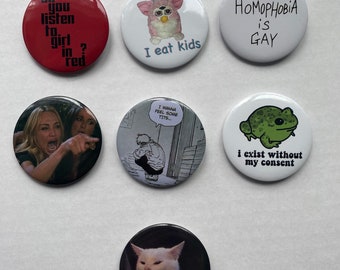 Memes Pin Brooches Cat Girl in Red