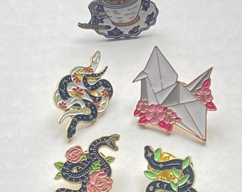 Nature Snakes Crane Pin Brooches