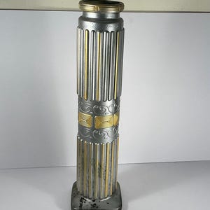 Vintage Painted Green Pressed Glass Umbrella Cane Stand - Made in Spain - 22”