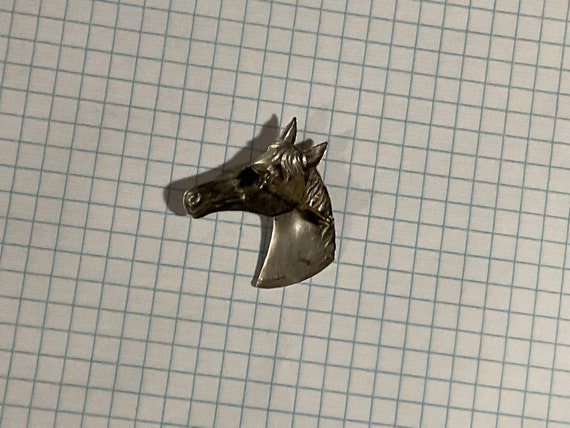 Sterling Silver Horse Head Brooch Pin - Marked St… - image 2