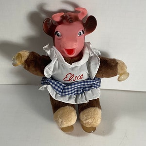 Elsie the Cow Stuffed Animal - Vinyl Face - Blue Dress - Suction Cups (window)