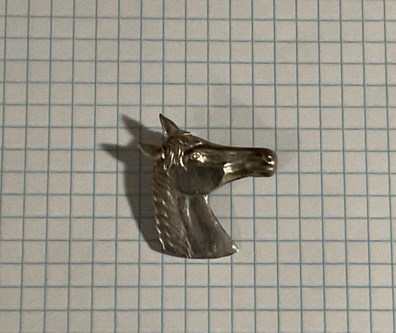 Sterling Silver Horse Head Brooch Pin - Marked St… - image 1