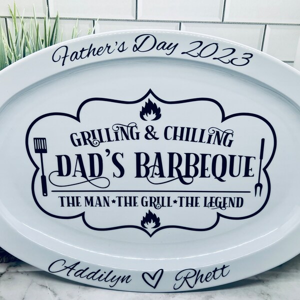Personalized Daddy's Grilling Plate, Platter for Father's Day, Daddy's Grilling Plate, BBQ Gifts Grilling Dad Grandpa Grill Master