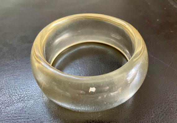 Lucite clear bangle bracelet size 2.5" wrist open… - image 2