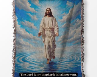 Personalized Jesus Blanket: Woven Christian Throw, Religious Home Decor