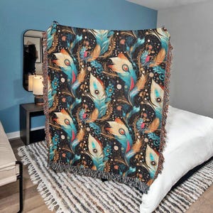 Woven Cotton Throw Blanket: Western Boho Southwestern Decor