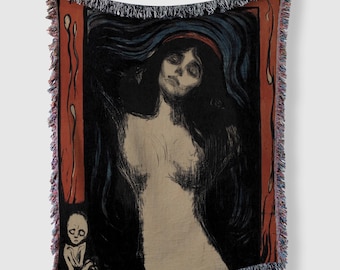 Edvard Munch Madonna Woven Throw Blanket – Gothic Art Tapestry