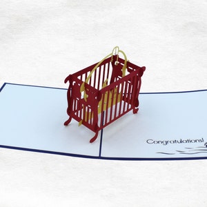 Nueva tarjeta de felicitación emergente 3D para bebé recién nacido, cochecito, regalo, nueva mamá, revelación de género