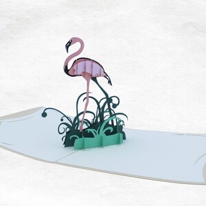 Belle Carte de Vœux 3D Pop-Up Flamant Rose - Cadeau pour Amoureux des Oiseaux - Nature, Carte en Quilling, Carte Artisanale