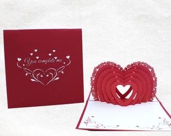 3D Love Heart wenskaart, romantisch, paar, cadeau, vriendin, vriend, handgemaakte liefdeskaart, handgemaakte kaart