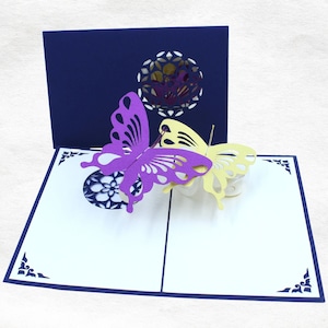Carte de vœux 3D Pop-Up Papillons - Cadeau - Amour - Carte Pop-Up Couple Fait Main - Carte en Quilling - Carte Artisanale