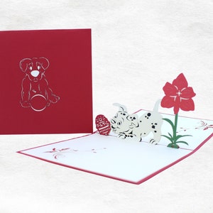 Carte de vœux 3D pop-up Chien Mignon - Cadeau - Amoureux des Chiens - Chien - Carte en Quilling - Carte Artisanale