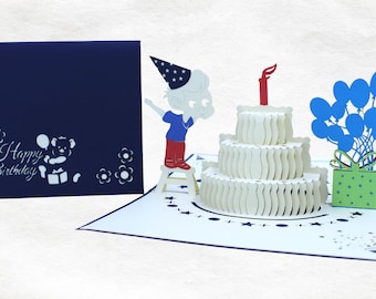 3D pop-up happy birthday card for a boy – Handmade children's card, original birthday gift idea