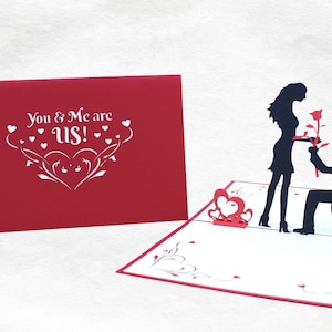 3D Marriage Proposal Greeting Card, Romantic, Couple, Gift, Pink, Marriage Proposal, Handmade Love Card