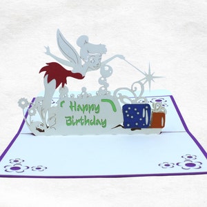 3D Happy Birthday Greeting Card Fairy, Angel, Gift, Handmade Birthday Card, Quilling Card, Craft Card
