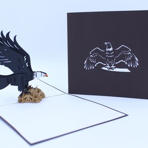 Wild Eagle 3D pop-up greeting card - Gift for Bird Lover - Nature, Powerful, American - Beautiful Handcrafted Card