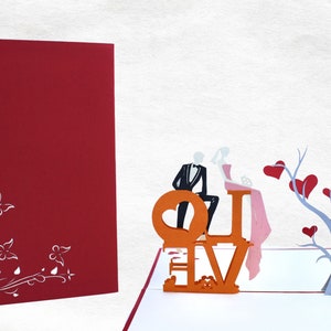 3D-Pop-Up-Grußkarte für Paare, romantisch, Paar, Geschenk, Valentinstag, Hochzeit, handgefertigte Pop-Up-Karte, Bastelkarte