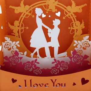 Je t'Aime Carte de Vœux 3D Pop Up, Romantique, Couple, Cadeau, Mariage, Carte d'Amour Faite à la Main, Carte en Quilling, Carte Artisanale