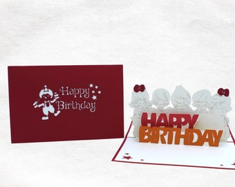 3D pop-up happy birthday card for children – Cute handmade card, original gift idea for children