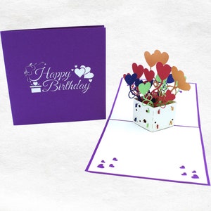 Carte de vœux 3D Joyeux Anniversaire avec Ballon, Mignon, Cadeau, Carte d'anniversaire faite main, Carte de quilling, Carte artisanale