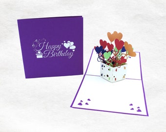 3D pop-up happy birthday balloon card – Cute handmade card, original birthday gift idea