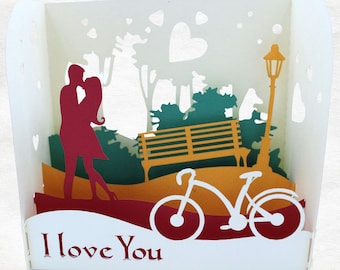 3D Pop-up Greeting Card I Love You, Romantic, Couple, Gift, Wedding, Handmade Love Card, Quilling Card, Craft Card